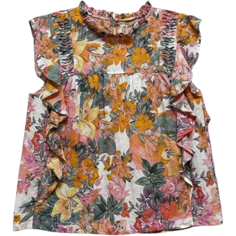 Cupio‎ Floral Ruffle Sleeve Blouse Womens Size Medium Boho Botanical